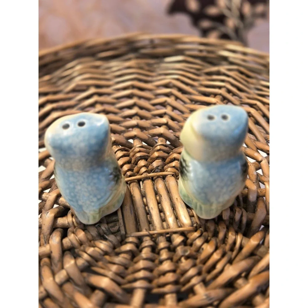 😎Cute Ceramic Owl Salt‎ Pepper Shakers Set Kitchen Decor Vintage Cracker Barrel